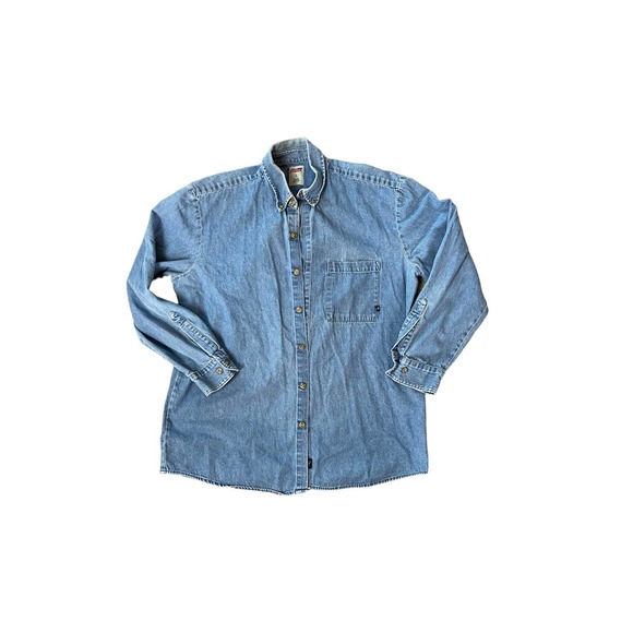Vintage Dickies Oversized Jean Button Down Shirt Size Large - Picture 1 of 12